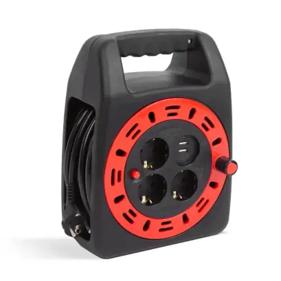 Prelungitor cu Tambur - 3 x 1,5 mm² + 2 x USB - 15 m