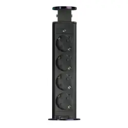 Prelungitor Retractabil Ascuns - 4 Locuri - Negru Mat