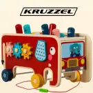 Jucărie din Lemn Elefant Kruzzel 4 în 1 - Multicolor