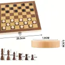 Joc 3 in 1, Sah, Table si Dame - Lemn, 30 x 30 cm
