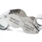 Lupă de buzunar pliabilă pentru bijutieri cu mărire 10x și 20x, din oțel, în cutie elegantă