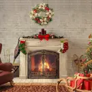 Coroană decorativă de Crăciun de 40 cm, cu ornamente colorate și mesajul Crăciun Fericit