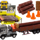 Camion Teren cu Remorcă și Tăieturi de Lemn - Cu Efecte Sonore și Luminoase