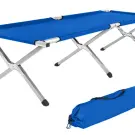 Pat de camping pliabil canadian cu husă, albastru