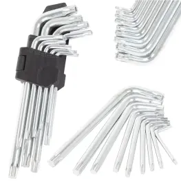 Set chei imbus și Torx L-formă, 9 bucăți, argintiu