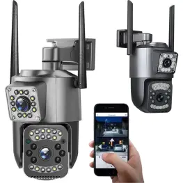 Cameră IP WiFi exterior cu 2 obiective, rotativă, 6MP, detecție mișcare