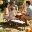Bancă pliabilă pentru picnic/catering, 180 cm, albă