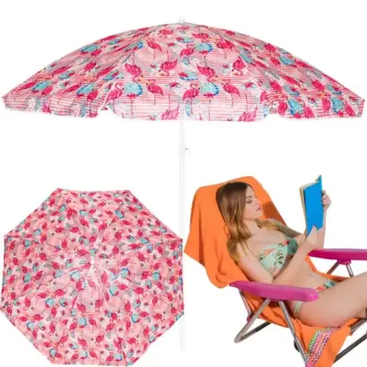 Umbrelă de plajă pliabilă 200cm roz