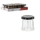 Recipient din Sticlă de 80 ml cu Capac Metalic Negru, cu Filet