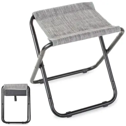 Scaun pliabil gri pentru pescuit și camping