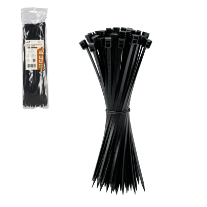 Set 100 Coliere de Cablu din Nylon, 3,6 × 300 mm, Negre, Rezistente la UV
