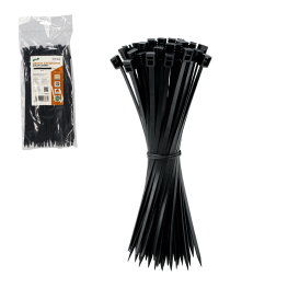 Set 100 Coliere de Cablu din Nylon, 4,8 × 200 mm, Negre, Rezistente la UV