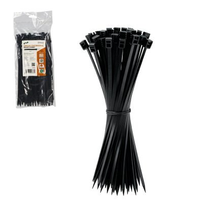 Set 100 Coliere de Cablu din Nylon, 4,8 × 200 mm, Negre, Rezistente la UV